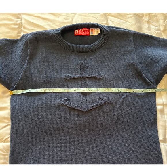 Stephen's Knitting Co. Anchor Knit Sweater Top Nautical Navy‎ Blue - Picture 3 of 6